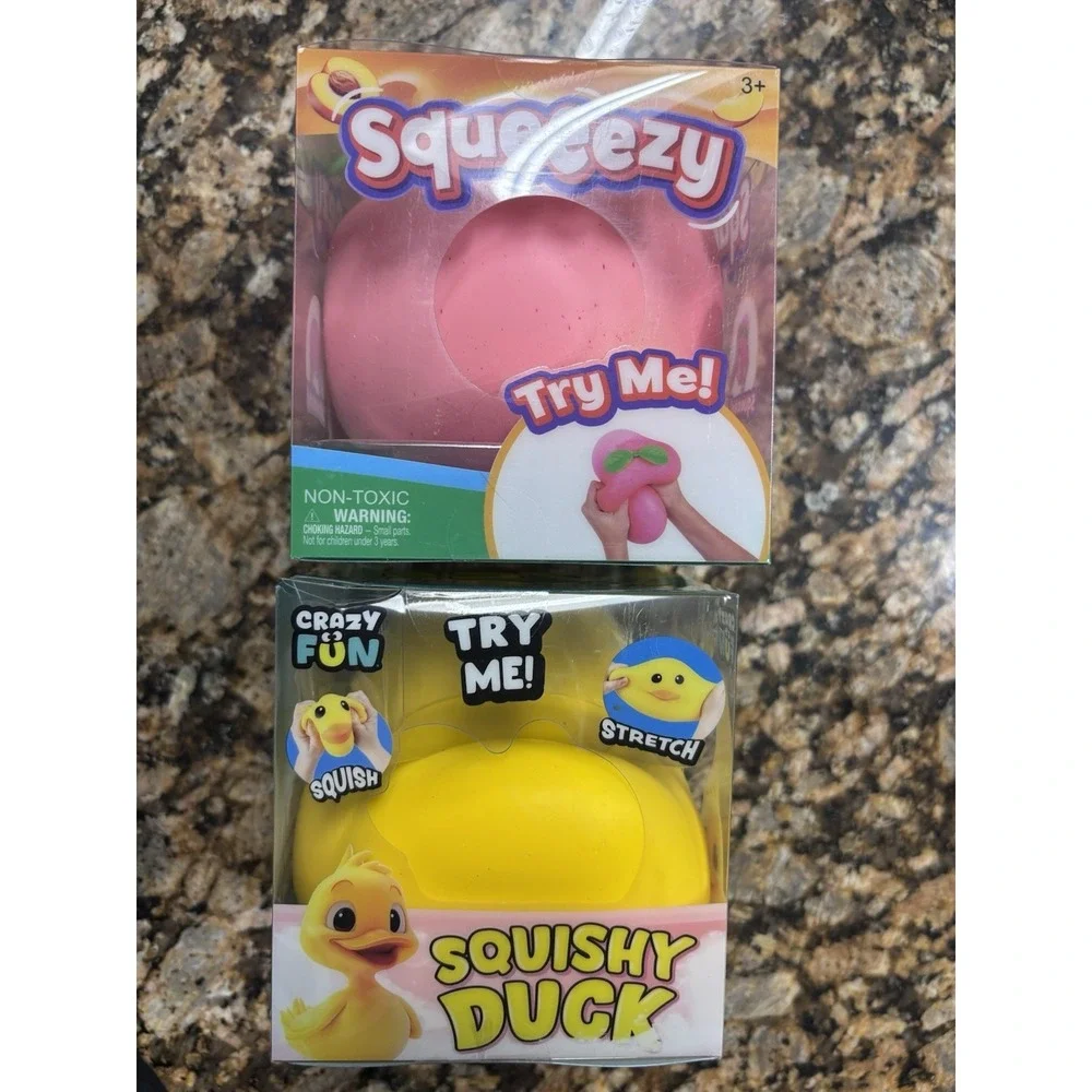 RMS Crazy Fun JUMBO Squishy Duck & Squeezy Sunny Days Peach Fidget Squeeze